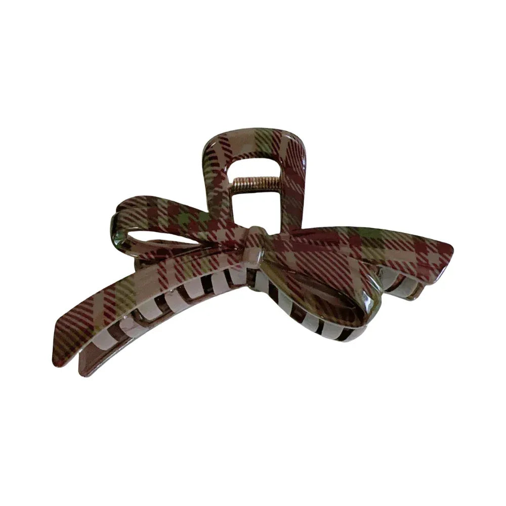Plaid bow hair claw clip