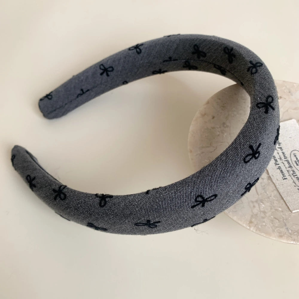 Padded Headband Collection - 1.2 Inch Grey & Black Winter Textures