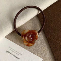 Acetate rose flower hair tie charm - View 8 | TEVQA