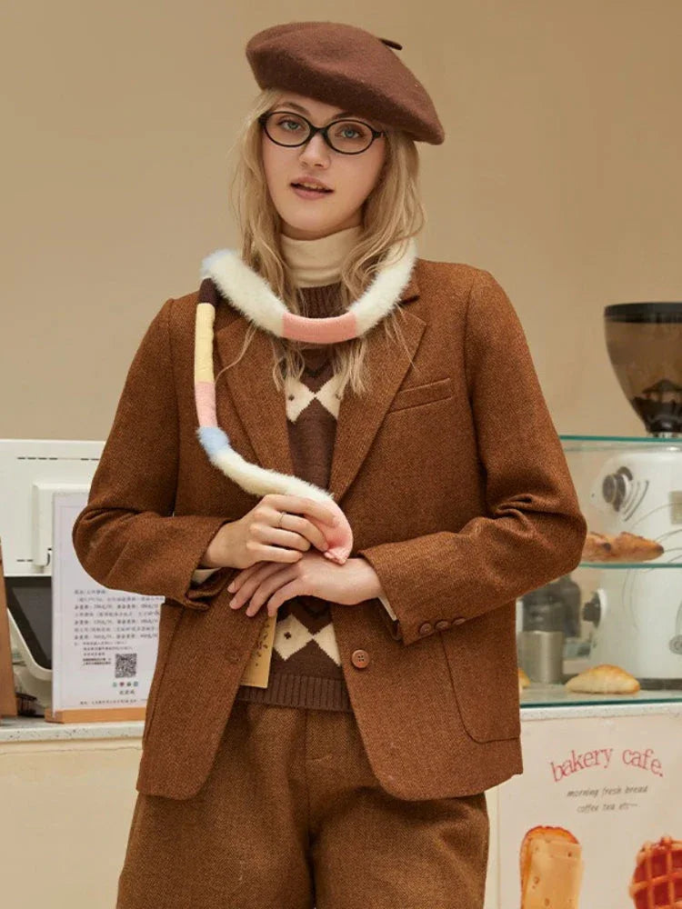 Sweet Pastel Striped Fuzzy Skinny Scarf - TEVQA