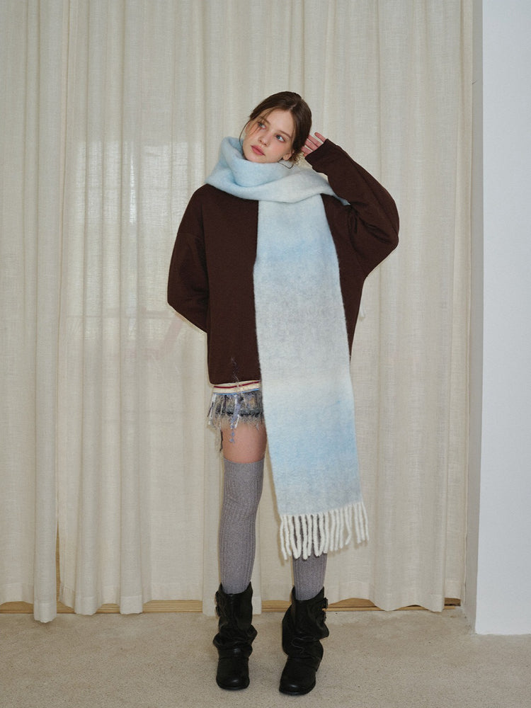 Gradient wool blend scarf - View 10 | TEVQA