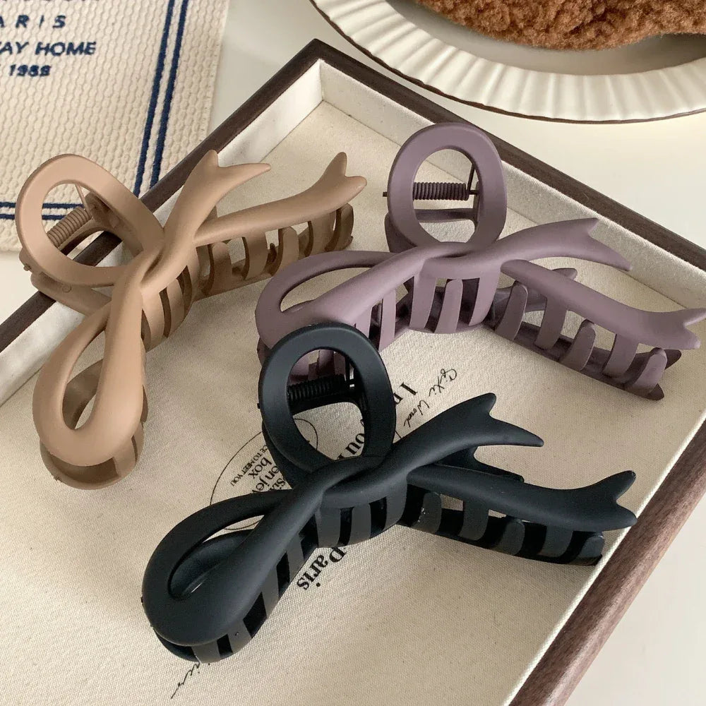 Large 4.6 Inch Matte Bow Hair Claw Clip - Lightweight Strong Hold - TEVQA