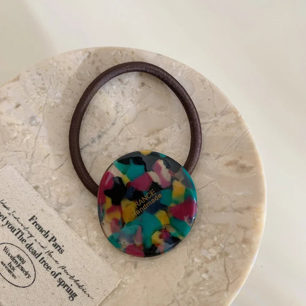Blue Coffee Acetate Disc Hair Tie - View 7 | TEVQA