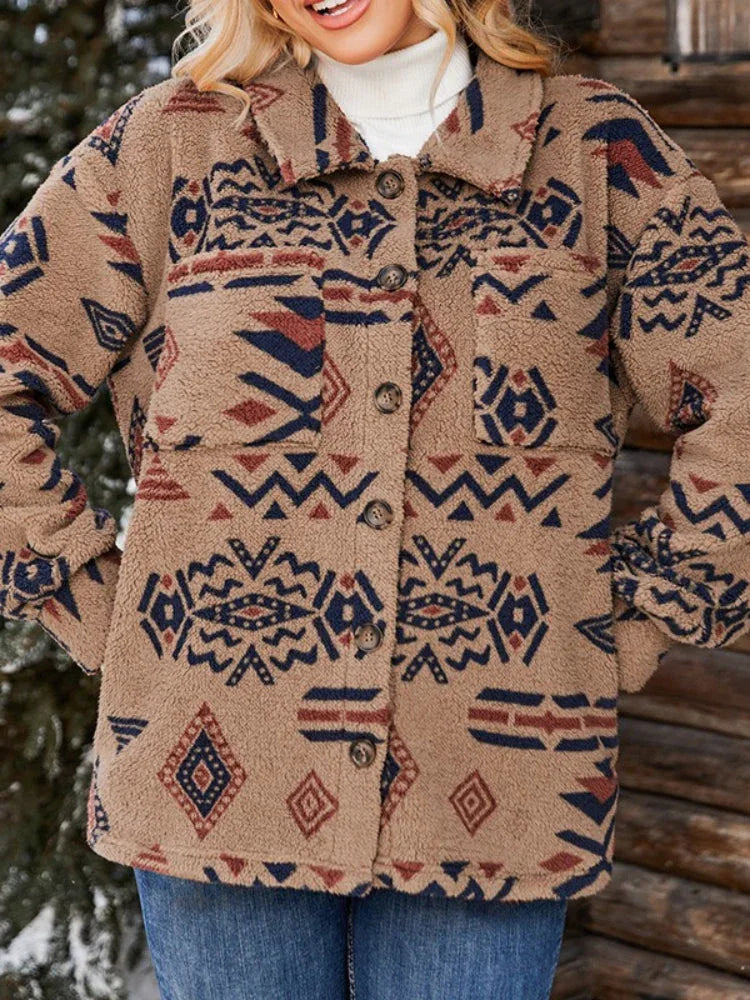The Sedona Vintage Aztec Sherpa Jacket - TEVQA