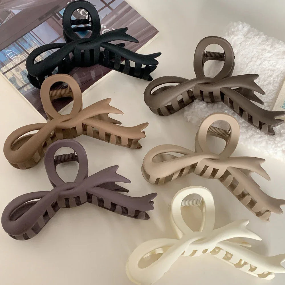 Large 4.6 Inch Matte Bow Hair Claw Clip - Lightweight Strong Hold - TEVQA