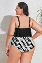 Floral high waist bikini set with ruffled overlay and adjustable straps - View 14 | TEVQA
