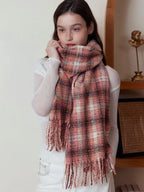 Oversized confetti knit scarf with rainbow speckles and fringe detail - View 10 | TEVQA