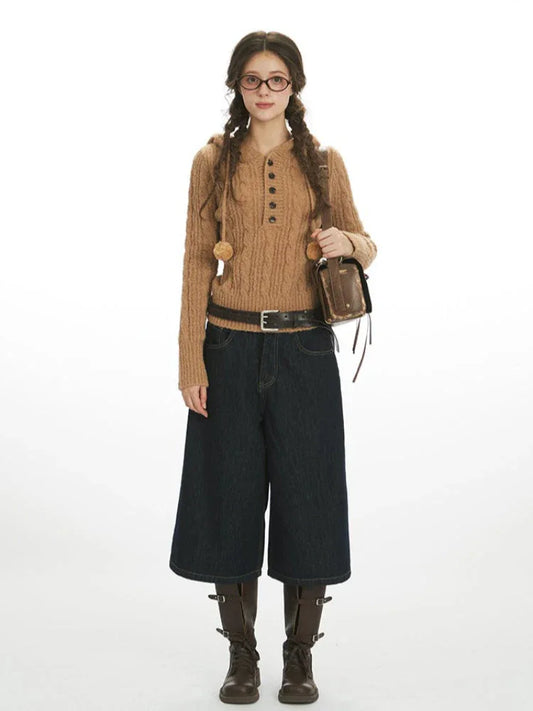 Soft Bouclé Knit Pom-Pom Hooded Sweater - TEVQA