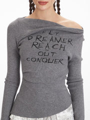 Acubi Aesthetic Grunge Off-Shoulder Top - TEVQA