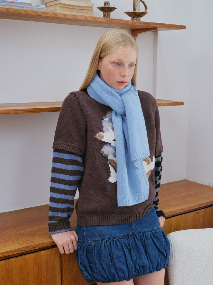 Pure 100% Wool Solid Knit Scarf