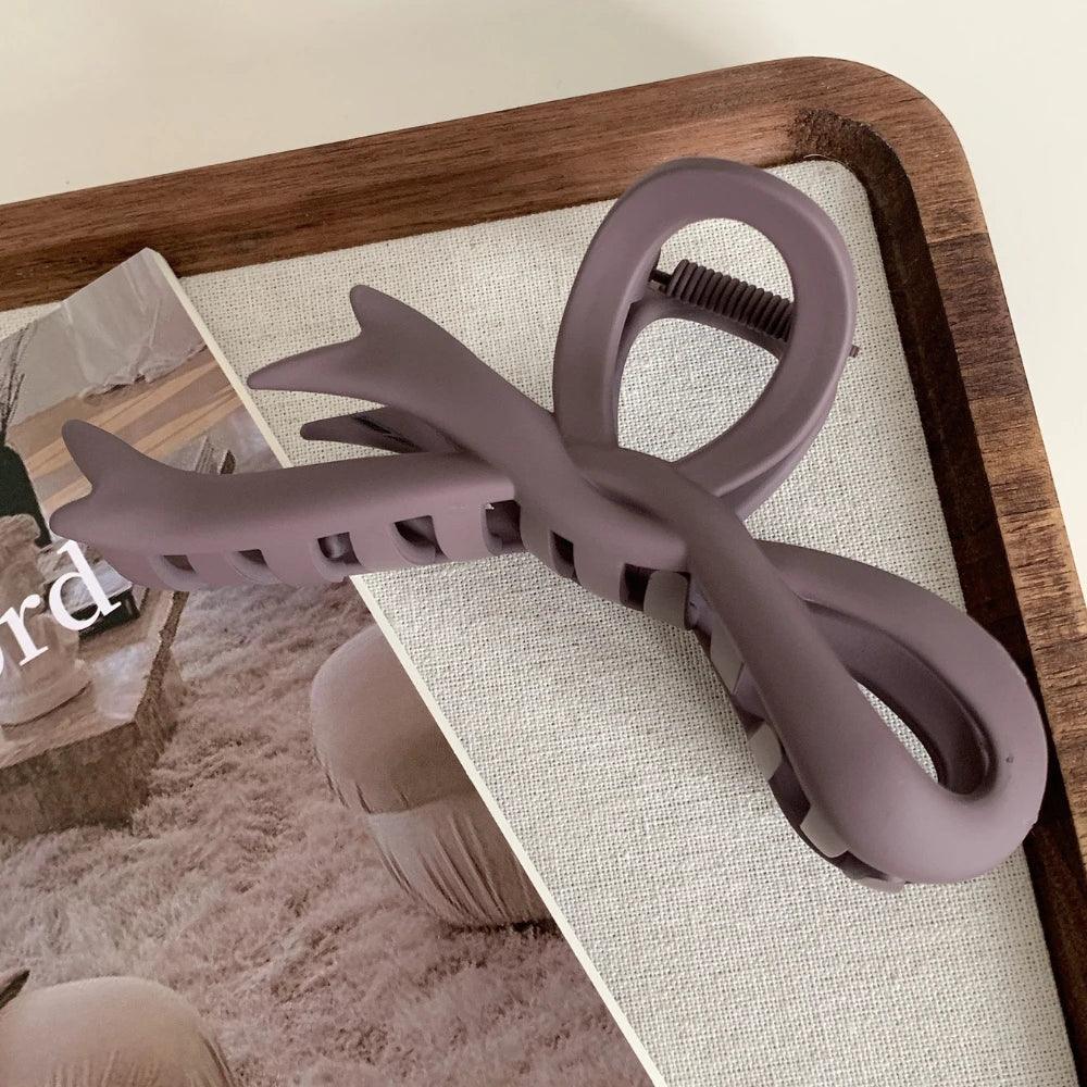 Large 4.6 Inch Matte Bow Hair Claw Clip - Lightweight Strong Hold - TEVQA