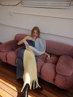 Oversized gradient wool blend scarf with fringed edges - View 7 | TEVQA