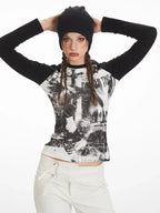 Y2K Grunge Aesthetic Graphic Raglan Tee - TEVQA