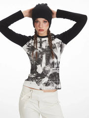 Y2K Grunge Aesthetic Graphic Raglan Tee - TEVQA