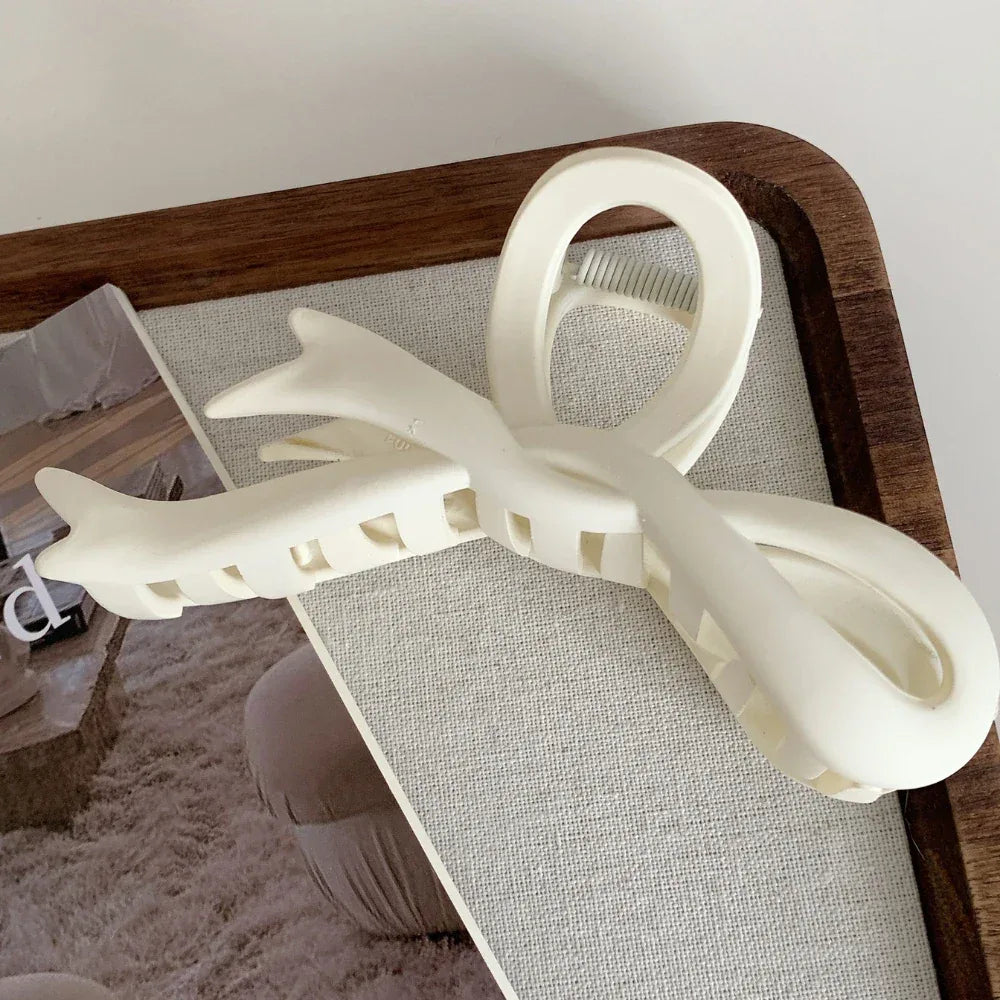 Large 4.6 Inch Matte Bow Hair Claw Clip - Lightweight Strong Hold - TEVQA