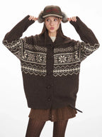 Vintage Fair Isle Toggle Button Cardigan - TEVQA