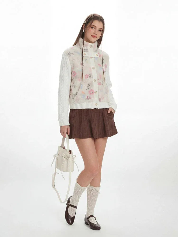 Floral Sherpa & Cable Knit Spliced Jacket Secondary image