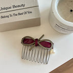Acetate bow and pearl hair comb pin - View 9 | TEVQA