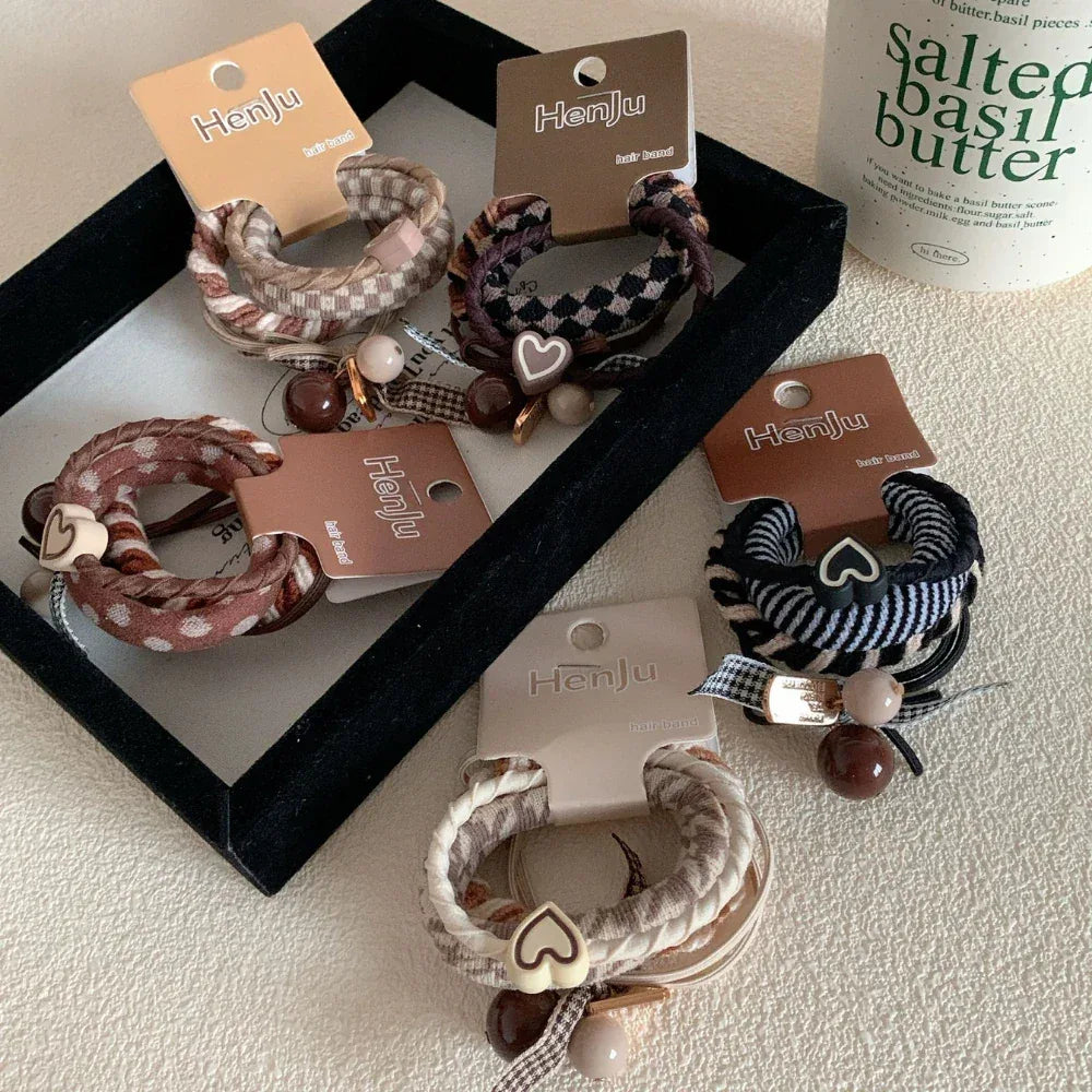 Chic hair ties with heart, bead, and bow charms - View 10 | TEVQA