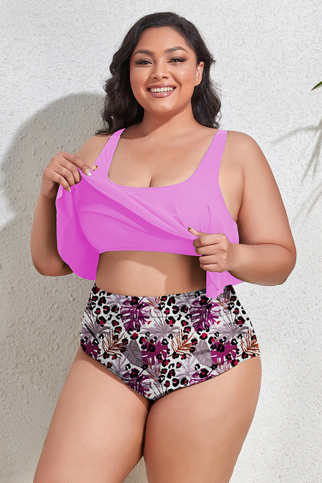 (L-4XL) Floral High Waist Bikini Set | Dress In Beauty