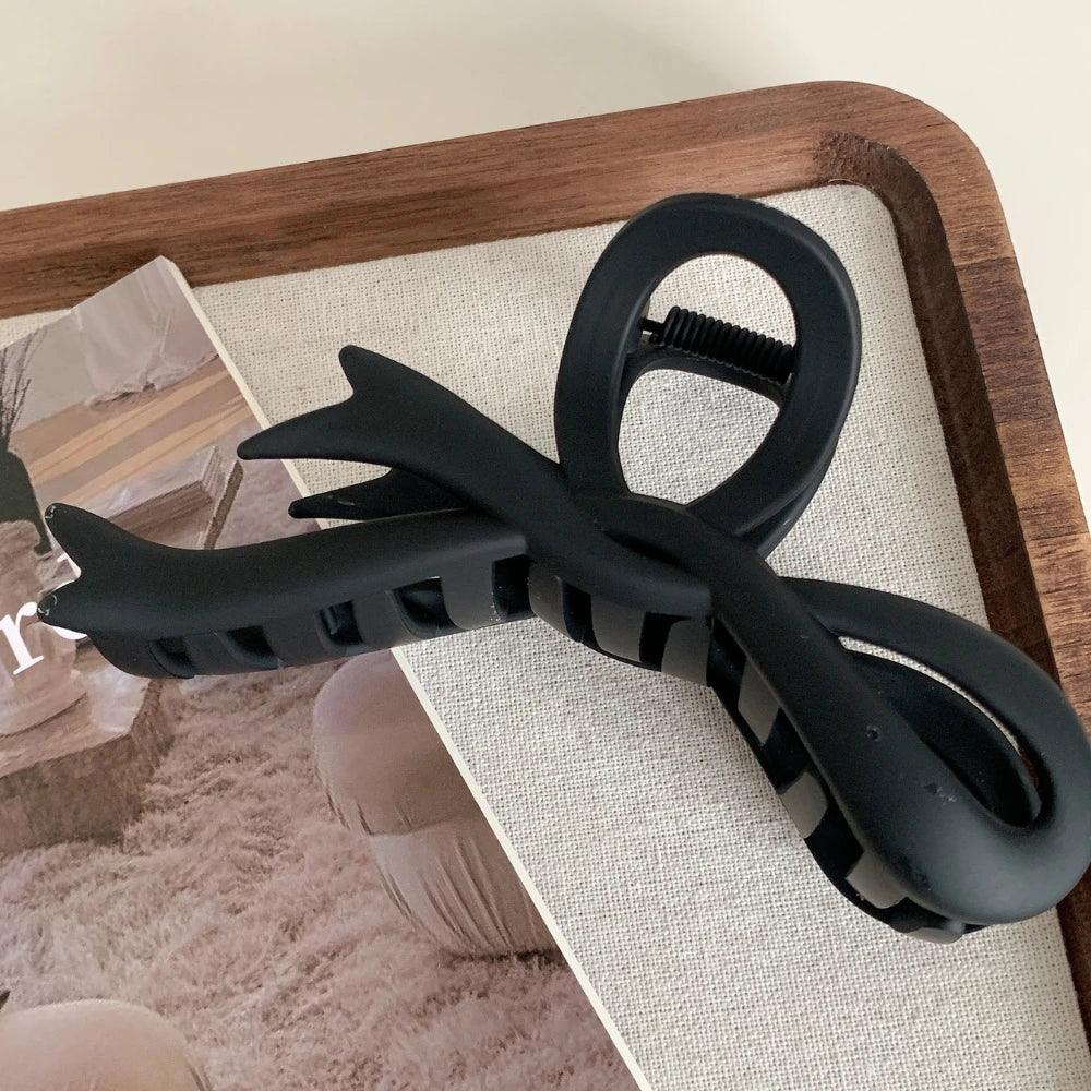 Large 4.6 Inch Matte Bow Hair Claw Clip - Lightweight Strong Hold - TEVQA