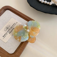 French Orchid Acetate Hair Clip with Pearl Accent - View 12 | TEVQA