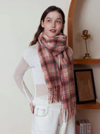 Oversized confetti knit scarf with rainbow speckles and fringe detail - View 9 | TEVQA