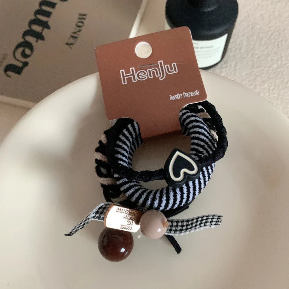 Chic hair ties with heart, bead, and bow charms - View 6 | TEVQA