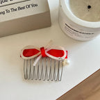 Acetate bow and pearl hair comb pin - View 11 | TEVQA