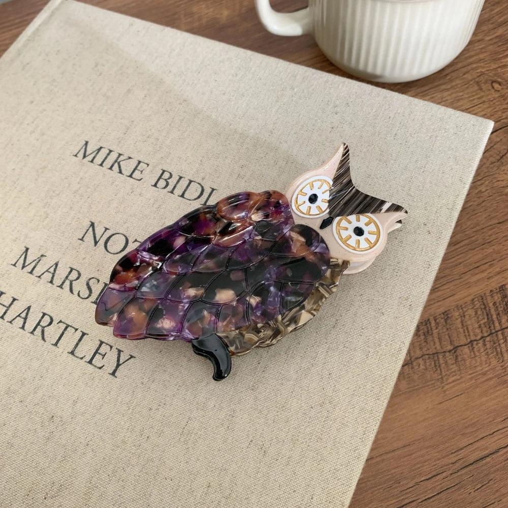Farmhouse Acetate Hair Claw Clip with Rooster and Owl Designs - View 7 | TEVQA
