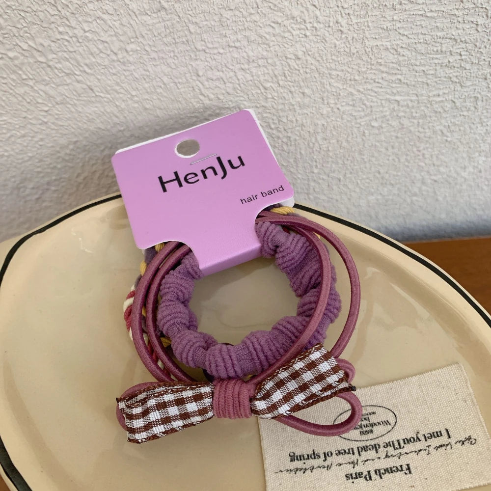 3-Pack Preppy Charm Hair Tie Set - Gentle Snag-Free Elastics