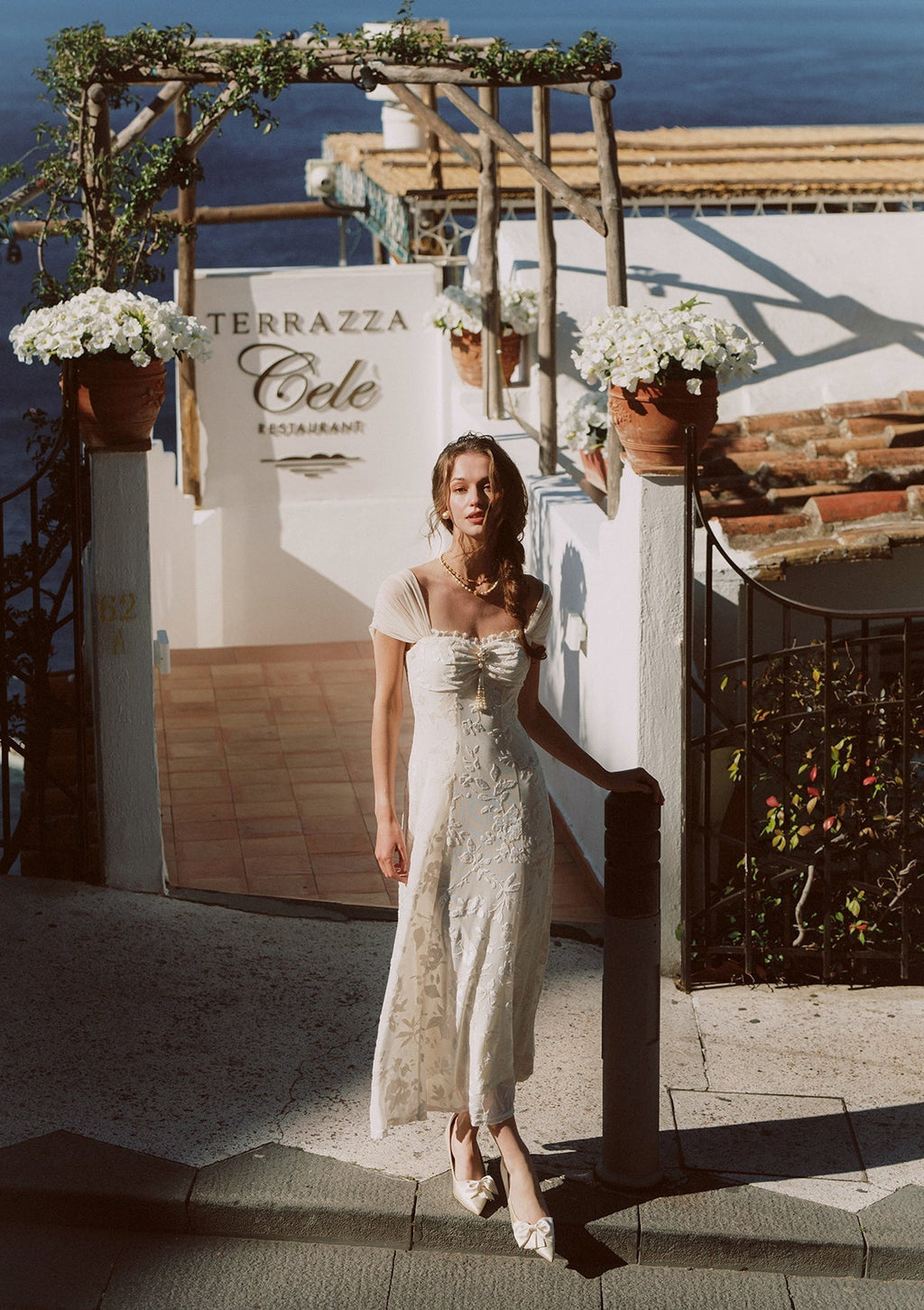 Off white fit and flare maxi dress - View 10 | TEVQA