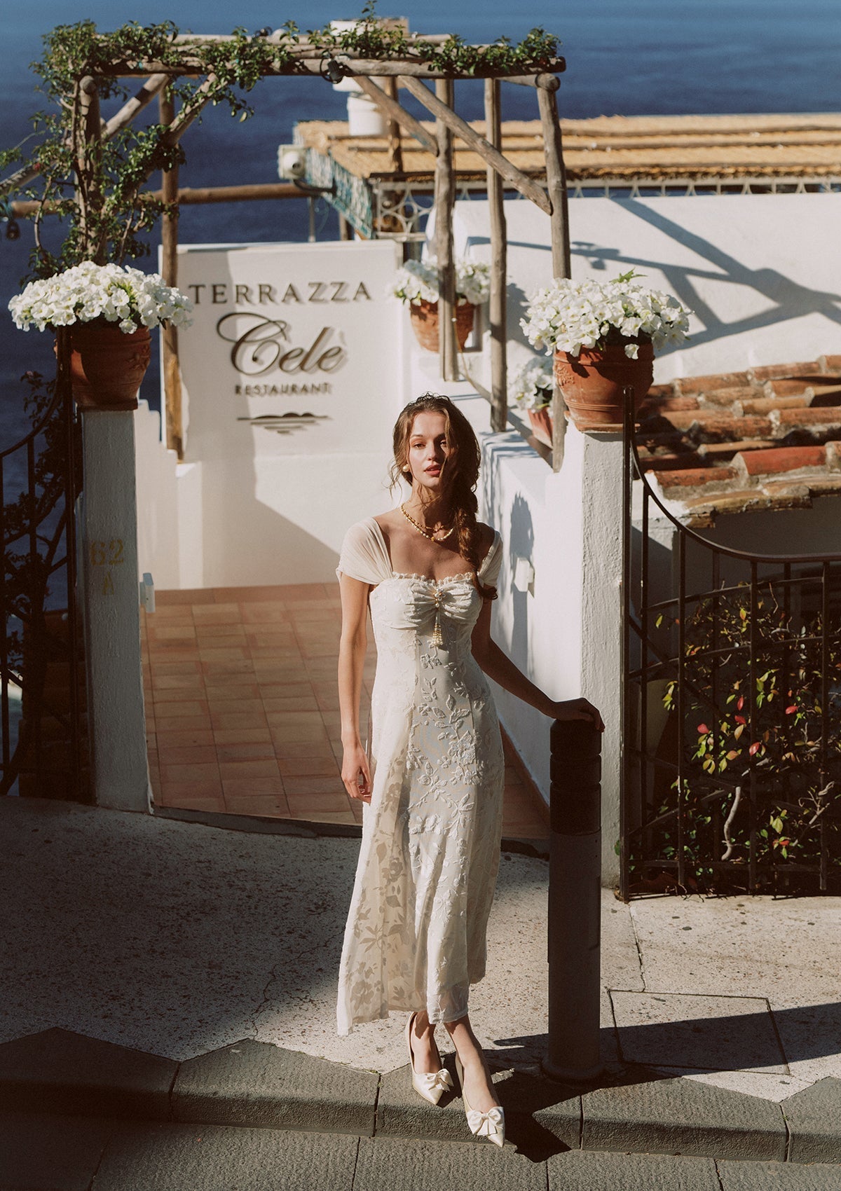 Off white fit and flare maxi dress - View 10 | TEVQA