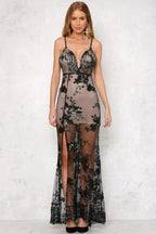 Sequin Maxi Dress with High Slit - View 7 | TEVQA