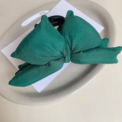 Large Padded Bow Hair Claw Clip - 5 Inch Soft Fabric Updo Clip - TEVQA