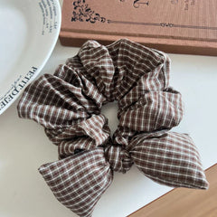 Oversized Plaid Bow Scrunchie - View 7 | TEVQA