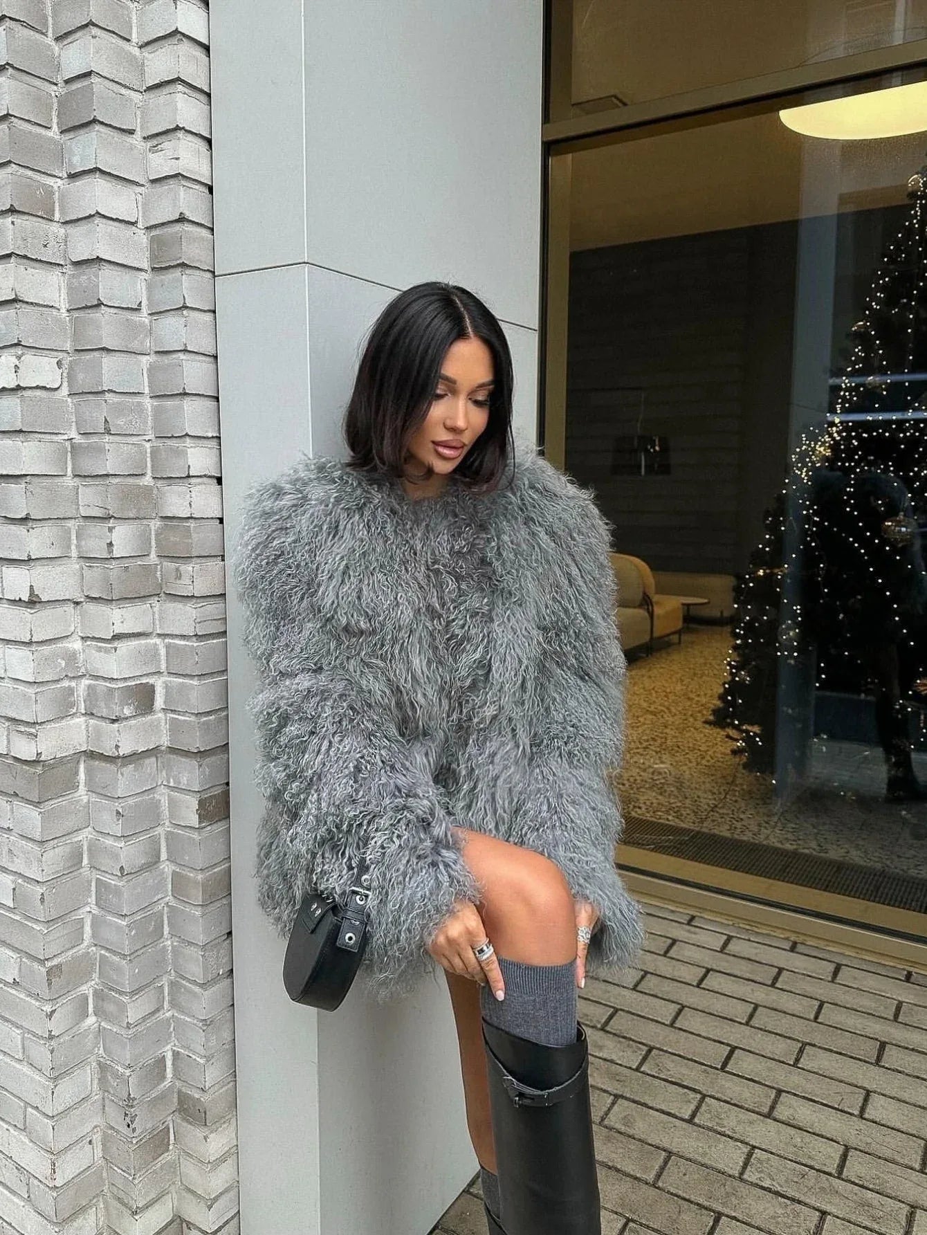 Luxe Faux Mongolian Lamb Fur Jacket - View 10 | TEVQA