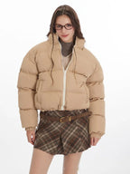 Reversible Camel Puffer & White Sherpa Jacket - View 6 | TEVQA