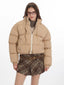 Reversible Camel Puffer & White Sherpa Jacket - View 6 | TEVQA
