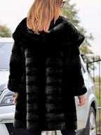 Aspen Luxe Hooded Faux Fur Mid-Length Coat - TEVQA