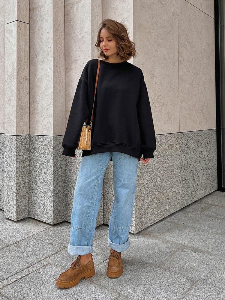 Ultimate Oversized Fleece Crew Neck Sweatshirt - TEVQA