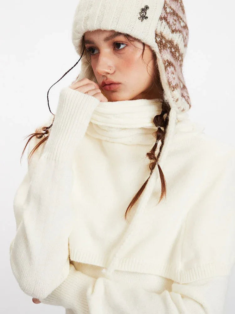 Winter Coquette Mock Two-Piece Capelet Sweater - TEVQA