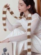 Y2K Fuzzy Striped Skinny Scarf - TEVQA