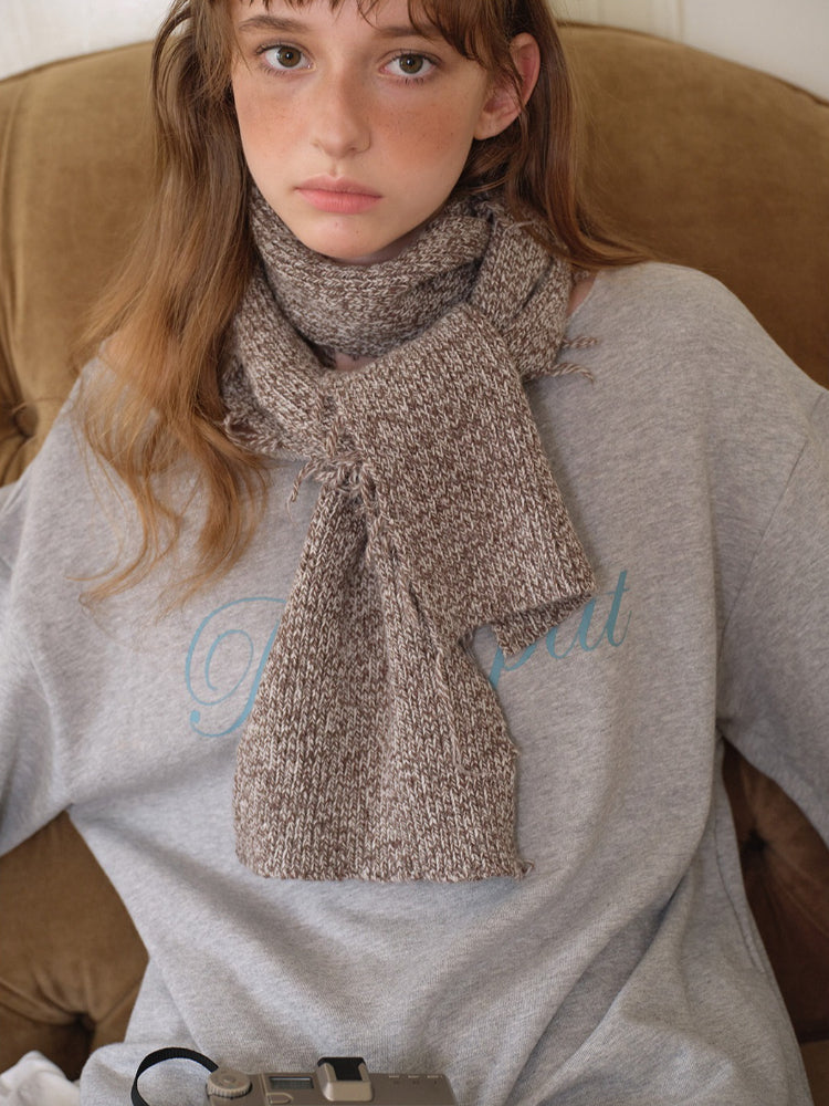 50% Wool Blend Melange Knit Scarf