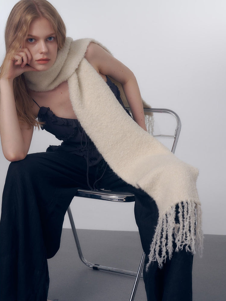 Korean Chic Bouclé Wool Blend Scarf