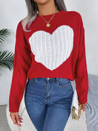 Grey and white cable knit heart sweater - View 14 | TEVQA