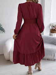 Emerald Green Ruffle Smocked Waist Maxi Dress - View 8 | TEVQA