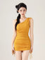 Yellow Ruched Two-Piece Swimsuit Set