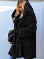 Aspen Luxe Hooded Faux Fur Mid-Length Coat - TEVQA