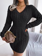 Sky Blue Cable Knit Sweater Dress - View 58 | TEVQA